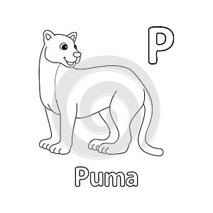 Puma Animal Alphabet ABC Isolated Coloring Page P