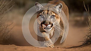 Puma. Cougar Closeup Portrait. Mountain lion.