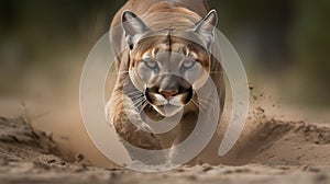 Puma. Cougar Closeup Portrait. Mountain lion.