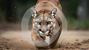 Puma. Cougar Closeup Portrait. Mountain lion.