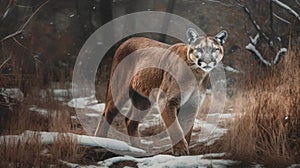 Puma. Cougar Closeup Portrait. Mountain lion.