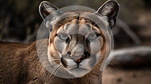 Puma. Cougar Closeup Portrait. Mountain lion.