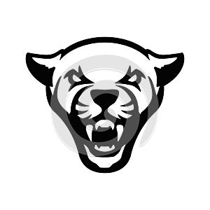 Puma head sign. Design element for sport team logo, emblem, badge, mascot.