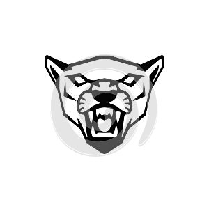 Puma head sign. Design element for sport team logo, emblem, badge, mascot.