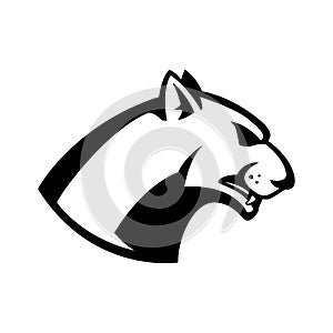 Puma head sign. Design element for sport team logo, emblem, badge, mascot.