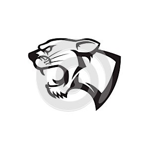 Puma head. Sport team or club mascot. Design element for logo, label, emblem, sign, badge.