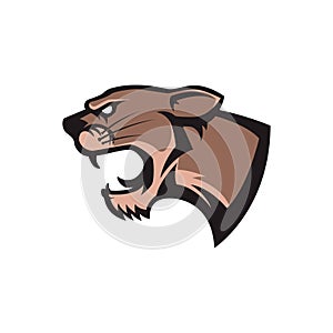 Puma head. Sport team or club mascot. Design element for logo, label, emblem, sign, badge.