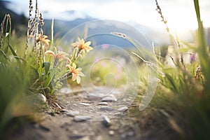 pumas tracks surrounding alpine wildflowers