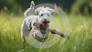 Pumi\'s Playful Tug of War in a Green Meadow