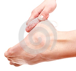 Pumice stone on feet.