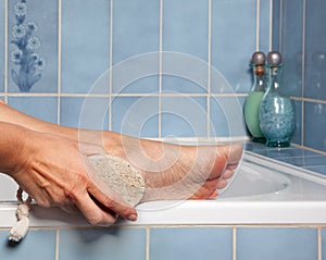 Pumice stone removing callus photo