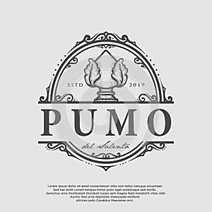 Pumo vector logo with hand drawn emblem style photo
