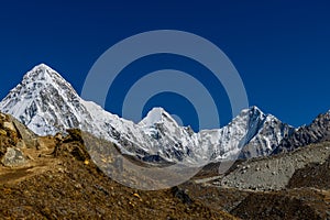 Pumori mountain peak seen from EBC trek