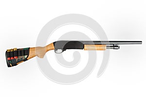 pump action shotgun with stock ammo holder