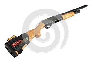 pump action shotgun with stock ammo holder