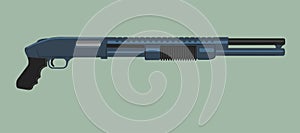 Pump action shotgun vector illustration. Powerfull firearm