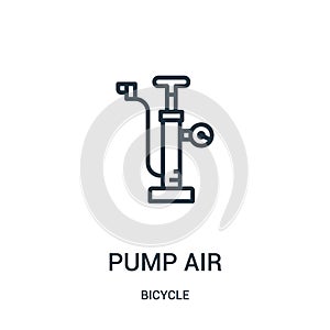 pump air icon vector from bicycle collection. Thin line pump air outline icon vector illustration. Linear symbol for use on web