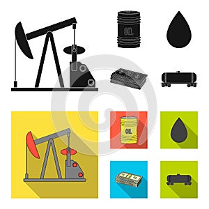 Pump, barrel, drop, petrodollars. Oil set collection icons in black, flat style vector symbol stock illustration web.