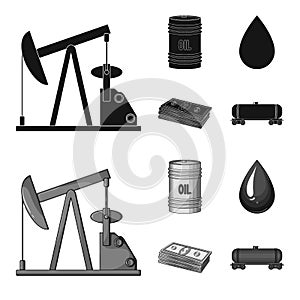 Pump, barrel, drop, petrodollars. Oil set collection icons in black,monochrom style vector symbol stock illustration web