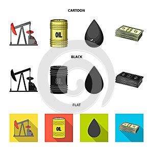 Pump, barrel, drop, petrodollars. Oil set collection icons in cartoon,black,flat style vector symbol stock illustration