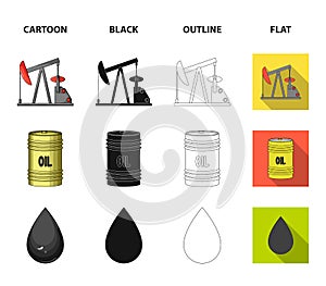 Pump, barrel, drop, petrodollars. Oil set collection icons in cartoon,black,outline,flat style vector symbol stock