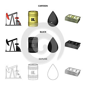 Pump, barrel, drop, petrodollars. Oil set collection icons in cartoon,black,outline style vector symbol stock