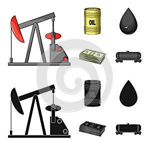 Pump, barrel, drop, petrodollars. Oil set collection icons in cartoon,black style vector symbol stock illustration web.
