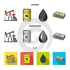 Pump, barrel, drop, petrodollars. Oil set collection icons in cartoon,flat,monochrome style vector symbol stock