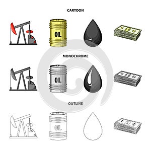 Pump, barrel, drop, petrodollars. Oil set collection icons in cartoon,outline,monochrome style vector symbol stock