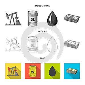 Pump, barrel, drop, petrodollars. Oil set collection icons in flat,outline,monochrome style vector symbol stock