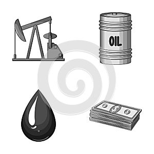 Pump, barrel, drop, petrodollars. Oil set collection icons in monochrome style vector symbol stock illustration web.