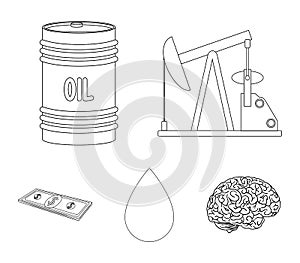 Pump, barrel, drop, petrodollars. Oil set collection icons in outline style vector symbol stock illustration web.