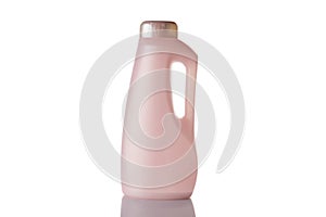 Pump bottle, empty sanitizer container for mineral cosmetic, soap shampoo isolated on white. Clear plastic blank cap for water,