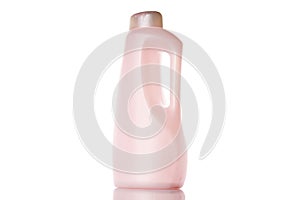 Pump bottle, empty sanitizer container for mineral cosmetic, soap shampoo isolated on white. Clear plastic blank cap for water,