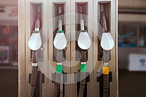 pump gas station with full nozzles to refill tank of car with gasoline and benzine mockup