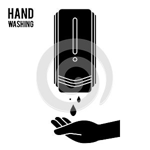 Pump Hand wash. Hand sanitizer. Alcohol-based hand rub. Rubbing alcohol. Wall mounted soap dispenser.