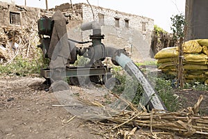 A pump for irrigating the fields with water from the Nile in a Traditional Egyptian village near Cairo