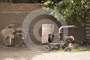 A pump for irrigating the fields with water from the Nile in a Traditional Egyptian village near Cairo