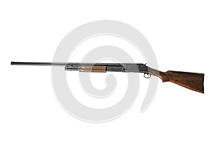 Pump Shotgun on White Background Left