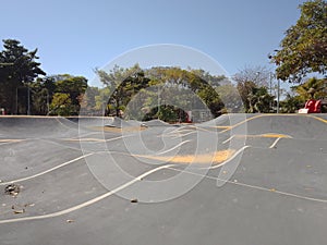 Pump Track skateboard and bicycle track at the bicycle photo