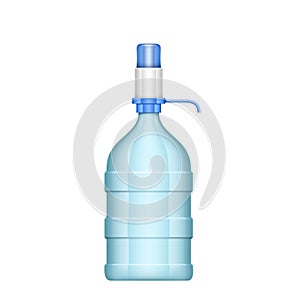 Pump water cooler and big bottle for office and home. Realistic dispenser for pouring clean water