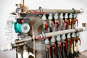 Pump for a water underfloor heating system at home.