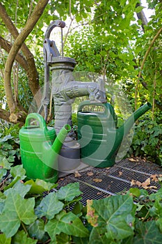 Pump well and watering cans 01