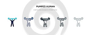 Pumped human icon in different style vector illustration. two colored and black pumped human vector icons designed in filled,