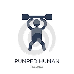 pumped human icon. Trendy flat vector pumped human icon on white