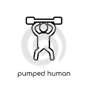 pumped human icon. Trendy modern flat linear vector pumped human