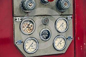 Fire Engine Side - gauges, controls and hose connections
