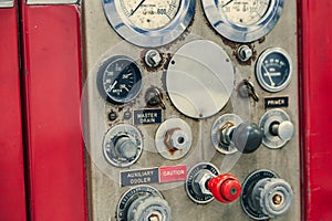 Fire Engine Side - gauges, controls and hose connections