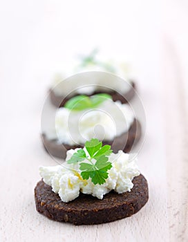 Pumpernickel bread canape