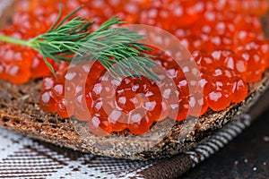 Pumpernickel with salmon roe